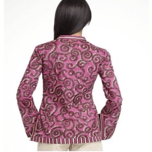 Tory Burch Shirt Women 6 Sequin Stephanie Tunic Fuchsia Lightweight Vibrant - Picture 6 of 11